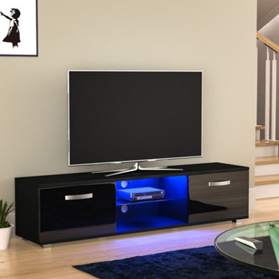 Lassic Vida Designs Cosmo Black 2 Door Led Tv Unit 160Cm Sideboard Cabinet - image 1