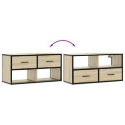 Berkfield Tv Cabinet Sonoma Oak 80X31X39.5 Cm Engineered Wood And Metal - thumbnail 7