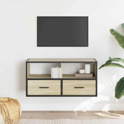 Berkfield Tv Cabinet Sonoma Oak 80X31X39.5 Cm Engineered Wood And Metal - thumbnail 3