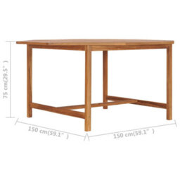 Berkfield Garden Table 150X150X75 Cm Solid Teak Wood - thumbnail 7