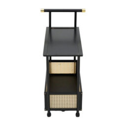 Living And Home 2-Tier Black Rolling Bamboo Side Table With Side Handle, 40Cm W X 70Cm D X 72Cm H - thumbnail 4