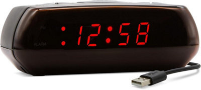 Acctim Miamar Red Led Alarm Clock Black