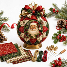 CLEFFNS Christmas Classics Patchwork Ornament Diy Kit, Holiday Decorations Santa Felt Handmade Set For Adults Beginner Sewing Craft - thumbnail 1