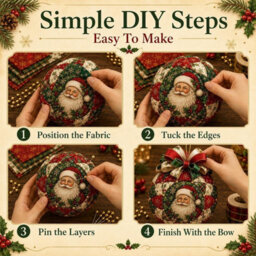 CLEFFNS Christmas Classics Patchwork Ornament Diy Kit, Holiday Decorations Santa Felt Handmade Set For Adults Beginner Sewing Craft - thumbnail 2