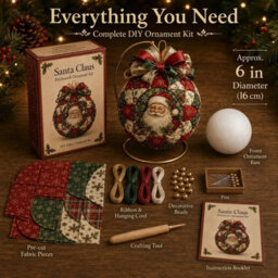 CLEFFNS Christmas Classics Patchwork Ornament Diy Kit, Holiday Decorations Santa Felt Handmade Set For Adults Beginner Sewing Craft - thumbnail 9