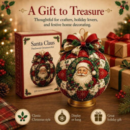 CLEFFNS Christmas Classics Patchwork Ornament Diy Kit, Holiday Decorations Santa Felt Handmade Set For Adults Beginner Sewing Craft - thumbnail 7