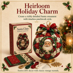 CLEFFNS Christmas Classics Patchwork Ornament Diy Kit, Holiday Decorations Santa Felt Handmade Set For Adults Beginner Sewing Craft - thumbnail 6