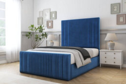 "Sloomy Kingsley Navy Plush Bed Frame With Mattress With 50"" Upholstered Headboard 6' Super King" - thumbnail 2