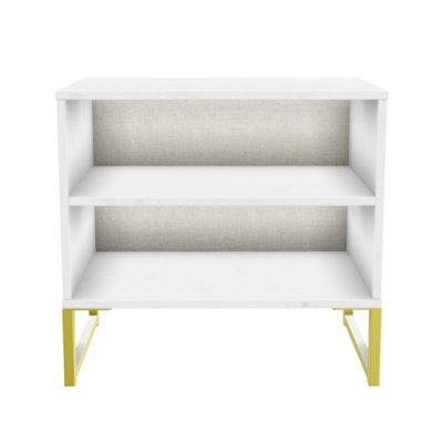 Tamworth Double Open Bedside Cabinet In Marble (Ready Assembled) - image 1