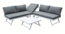 Signature Weave Kimmie Aluminium Corner Sofa Adjustable Sun Lounger Grey White - thumbnail 5