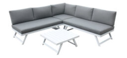 Signature Weave Kimmie Aluminium Corner Sofa Adjustable Sun Lounger Grey White - thumbnail 4