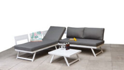 Signature Weave Kimmie Aluminium Corner Sofa Adjustable Sun Lounger Grey White - thumbnail 6