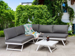 Signature Weave Kimmie Aluminium Corner Sofa Adjustable Sun Lounger Grey White