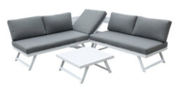 Signature Weave Kimmie Aluminium Corner Sofa Adjustable Sun Lounger Grey White - thumbnail 3