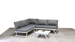 Signature Weave Kimmie Aluminium Corner Sofa Adjustable Sun Lounger Grey White - thumbnail 8