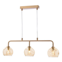 The Lighting Studio Feya 3 Light Bar Pendant Antique Bronze With Organic Amber Glass - thumbnail 1