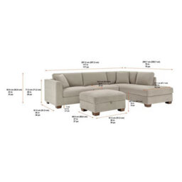 Xample Thomasville Walsen Grey Fabric Corner Sofa With Storage Ottoman, Pocket Coil Cushions, Solid Wood Legs, Removable Back Cushions - thumbnail 2