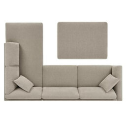 Xample Thomasville Walsen Grey Fabric Corner Sofa With Storage Ottoman, Pocket Coil Cushions, Solid Wood Legs, Removable Back Cushions - thumbnail 7
