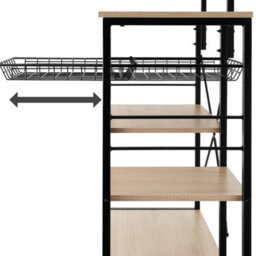 Tectake Shelving Unit Crawley - Industrial Style, 6 Shelves, Pull-Out Basket, 90 X 40 X 131.5 Cm - Industrial Wood Light, Oak Sonoma - thumbnail 6