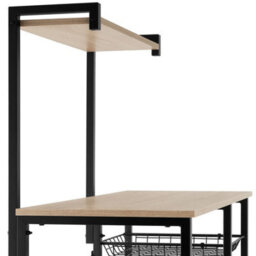 Tectake Shelving Unit Crawley - Industrial Style, 6 Shelves, Pull-Out Basket, 90 X 40 X 131.5 Cm - Industrial Wood Light, Oak Sonoma - thumbnail 9