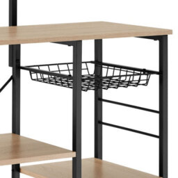 Tectake Shelving Unit Crawley - Industrial Style, 6 Shelves, Pull-Out Basket, 90 X 40 X 131.5 Cm - Industrial Wood Light, Oak Sonoma - thumbnail 8