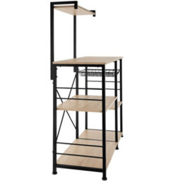 Tectake Shelving Unit Crawley - Industrial Style, 6 Shelves, Pull-Out Basket, 90 X 40 X 131.5 Cm - Industrial Wood Light, Oak Sonoma - thumbnail 4