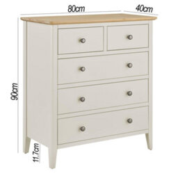 Statement Furniture Pembroke 2 Over 3 Chest Of Drawers - Pebble - thumbnail 3