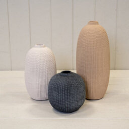 Satchville Tall Tan Textured Stone Vase - thumbnail 3