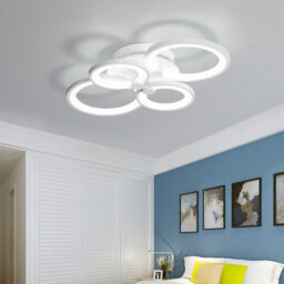 Living And Home Modern 4 Circular Led Semi Flush Ceiling Light Fixture For Nordic Decor Cool White 58Cm, 54 W - thumbnail 3