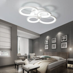 Living And Home Modern 4 Circular Led Semi Flush Ceiling Light Fixture For Nordic Decor Cool White 58Cm, 54 W - thumbnail 2