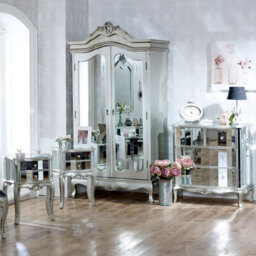Melody Maison Bedroom Furniture Set, Mirrored Double Wardrobe, Chest Of Drawers And Pair Of Bedside Chests - Tiffany Range