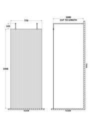 Hudson Reed Fluted Wetroom Screen, 8mm Toughened Glass, Matt Black, Art Deco Design, 2091 X 770 X 1000 - thumbnail 2