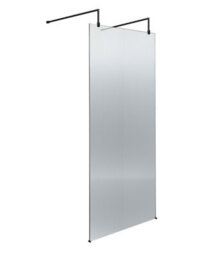 Hudson Reed Fluted Wetroom Screen, 8mm Toughened Glass, Matt Black, Art Deco Design, 2091 X 770 X 1000 - thumbnail 1