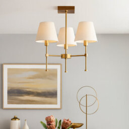 Pagazzi Lighting Pagazzi Taliah 3-Light Antique Brass Semi-Flush Ceiling Light - thumbnail 1