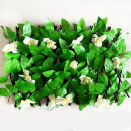 Extendable 2M Artificial Ivy Hedge With White Orchids - Privacy Screen For Garden & Wall