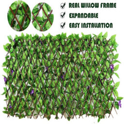 2M Roll Artificial Hedge Garden Fake Ivy Leaf Privacy Fence Screening Wall White Orchid - thumbnail 8