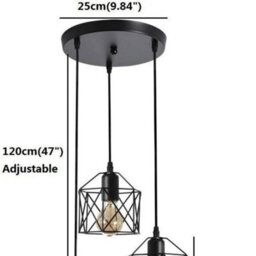 Vintage 3 Lights Ceiling Lamps Industrial Flush Mount Pendant Lights E27 Fixture - thumbnail 2