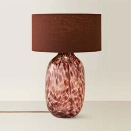 Valuelights Belinda Burgundy Confetti Glass Table Lamp With Drum Shade And Bulb - thumbnail 3