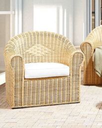 Beliani Garden Armchair Livadeia Rattan Natural - thumbnail 2