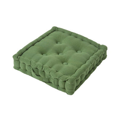 Homescapes Rajput Ribbed Cotton Floor Cushion Dark Olive - image 1
