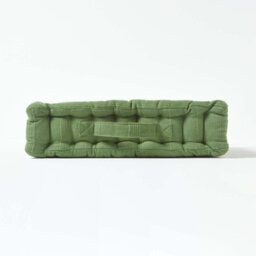 Homescapes Rajput Ribbed Cotton Floor Cushion Dark Olive - thumbnail 5
