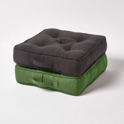 Homescapes Rajput Ribbed Cotton Floor Cushion Dark Olive - thumbnail 6