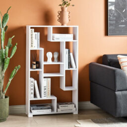 Beliani White Open-Back Bookcase Shelves, Modern Storage, W70 X D20 X H122Cm - thumbnail 2