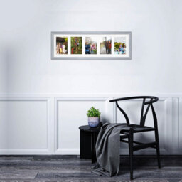 AK Frames 26X8 Silver Classic Multi Photo Frame With White Mount - Holds 5 Apertures (5X) 6X4 Photos - thumbnail 3