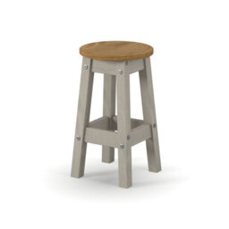 Core Products Corona Pair Of Grey Round Breakfast Stools - Wooden Bar Stools 51 X 32 X 32Cm - thumbnail 1