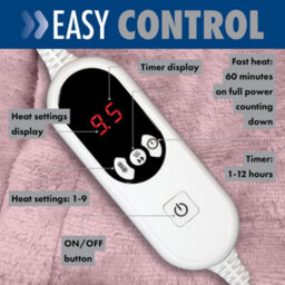 Purus Deluxe Pink Xl Electric Throw Heated Double Over Electric Blanket Soft Fleece 9 Heat & 12 Timer Settings - thumbnail 4