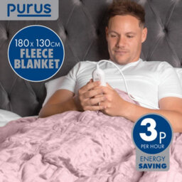 Purus Deluxe Pink Xl Electric Throw Heated Double Over Electric Blanket Soft Fleece 9 Heat & 12 Timer Settings - thumbnail 3