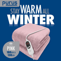Purus Deluxe Pink Xl Electric Throw Heated Double Over Electric Blanket Soft Fleece 9 Heat & 12 Timer Settings - thumbnail 7