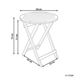 Wyld And Coco Gardentrend Acacia Wood Foldable Bistro Table 60Cm Round Brown - thumbnail 4