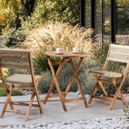 Wyld And Coco Gardentrend Acacia Wood Foldable Bistro Table 60Cm Round Brown - thumbnail 2